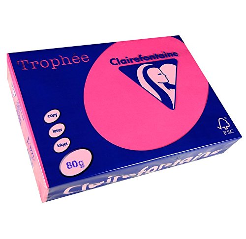 Clairefontaine 1771C - Ries mit 500 Blatt Druckerpapier / Kopierpapier Trophée, DIN A4 (21x29,7 cm), 80g, Fuchsia intensive Farben, 1 Ries von Clairefontaine