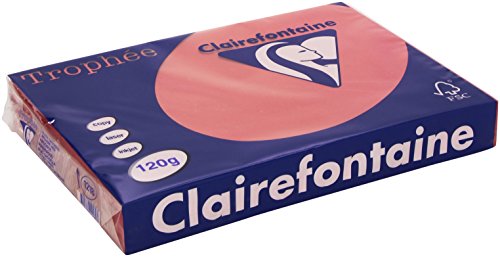 Clairefontaine 1218C - Ries mit 250 Blatt Druckerpapier / Kopierpapier Trophée, DIN A4 (21x29,7 cm), 120g, Kirschrot intensive Farbe, 1 Ries von Clairefontaine
