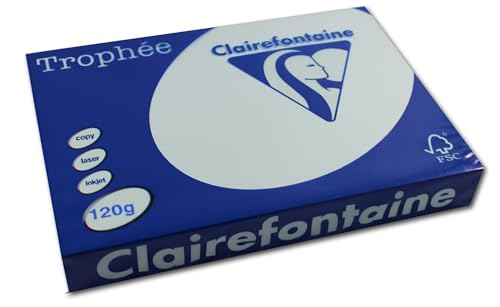 Clairefontaine 1214C - Ries mit 250 Blatt Druckerpapier / Kopierpapier Trophée, DIN A4 (21x29,7 cm), 120g, Hellblau Pastellfarbe, 1 Ries von Clairefontaine