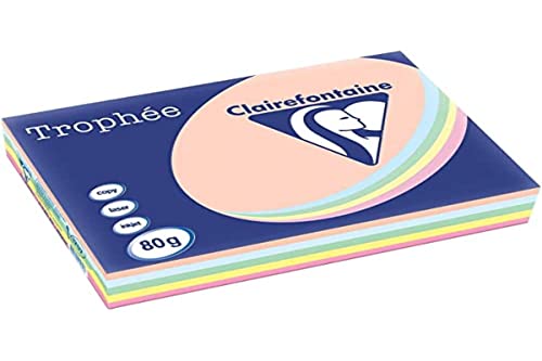 Clairefontaine 1707C - Ries mit 500 Blatt Druckerpapier / Kopierpapier Trophée, DIN A3 (29,7x42 cm), 80g, Pastellfarben sortiert, 1 Ries Clairefontaine 1707C - Ries mit 500 Blatt Druckerpapier / Kopierpapier Trophée, DIN A3 (29,7x42 cm), 80g, Pastellfarben sortiert, 1 Ries von Clairefontaine