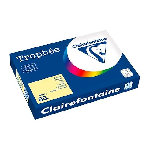 Clairefontaine Trophée farbiges Papier, Pastellfarben, A3, 80 g, 500 Blatt, Kanarienmotiv, 3 Stück von Clairefontaine