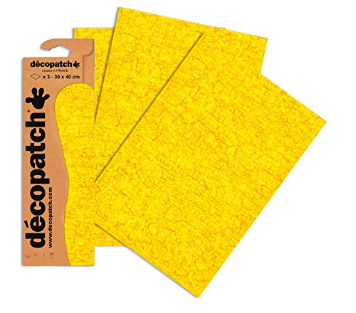 Decopatch C297O - Packung mit 3 gleichen Bögen, Papier No. 297 (gelb 395 x 298 mm) 1 Pack von Decopatch