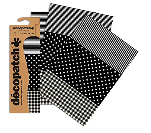 Decopatch Papier No. 485 (schwarz Punktkaro weiß, 395 x 298 mm) 3er Pack von Decopatch
