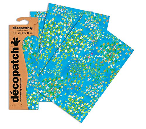 Decopatch Papier No. 499 (blau Schmetterlinge bunt, 395 x 298 mm) 3er Pack von Decopatch