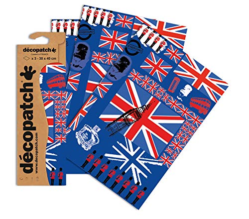 Decopatch Papier No. 530 (blau London, 395 x 298 mm) 3er Pack von Decopatch
