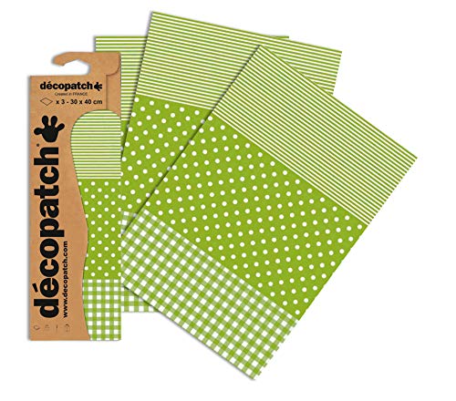 Decopatch Papier No. 548 (grün Punktkaro weiß, 395 x 298 mm) 3er Pack von décopatch