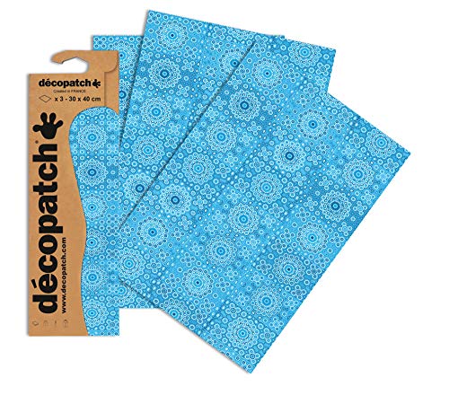 Decopatch Papier No. 622 (blau weiß Casablanca, 395 x 298 mm) 3er Pack von Decopatch