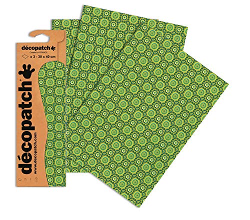 Decopatch Papier No. 643 (grün Kachelmuster, 395 x 298 mm) 3er Pack von Décopatch