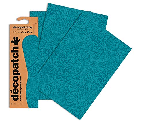 Decopatch Papier No. 651 (türkis Farbsprenkel, 395 x 298 mm) 3er Pack von Decopatch