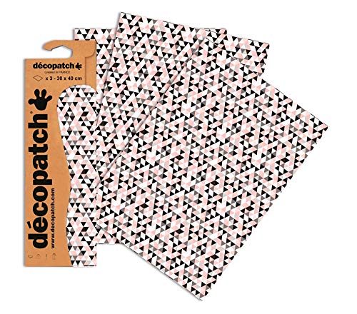 Decopatch Papier No. 699 (lachs schwarz Dreieck, 395 x 298 mm) 3er Pack von Decopatch