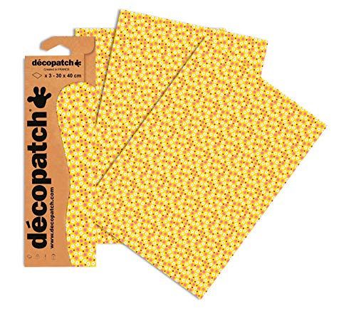 Decopatch Papier No. 709 (gelb Blümchen, 395 x 298 mm) 3er Pack von Decopatch