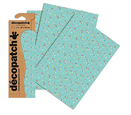 Decopatch Papier No. 714 (blau Dreieck bunt, 395 x 298 mm) 3er Pack von Décopatch