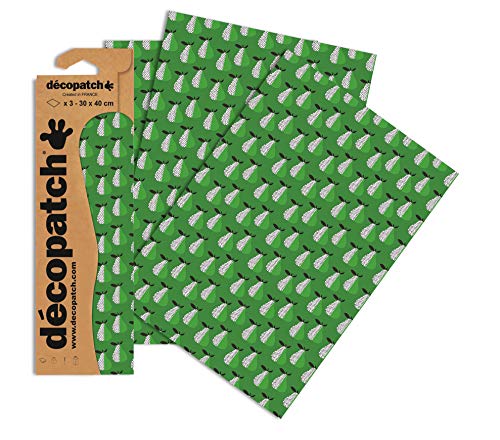 Decopatch Papier No. 721 (grüne Birnen, 395 x 298 mm) 3er Pack von Décopatch