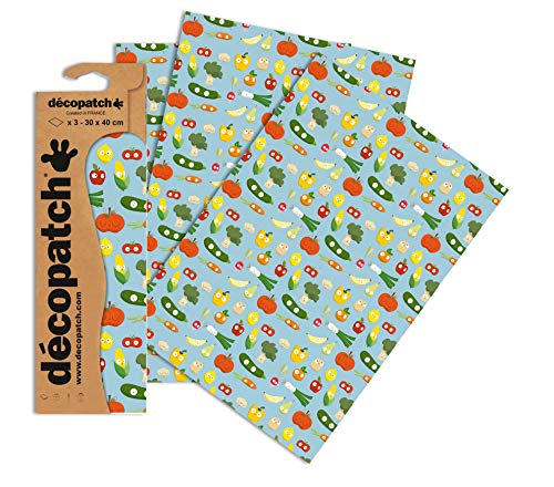 Decopatch Papier No. 730 (bunt Gemüse, 395 x 298 mm) 3er Pack von Decopatch