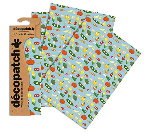 Decopatch Papier No. 730 (bunt Gemüse, 395 x 298 mm) 3er Pack von Décopatch