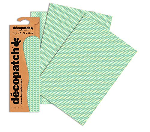 Decopatch Papier No. 734 (grün gelb Raute Bordüre, 395 x 298 mm) 3er Pack von Décopatch