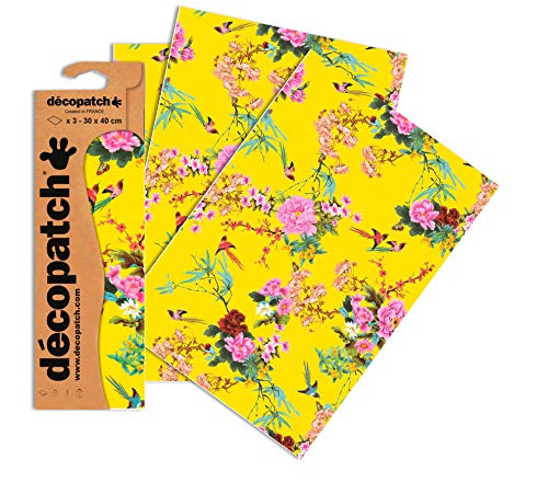 Decopatch C750O Papier No. 750 (gelb Hawai, 395 x 298 mm) 3er Pack von Decopatch