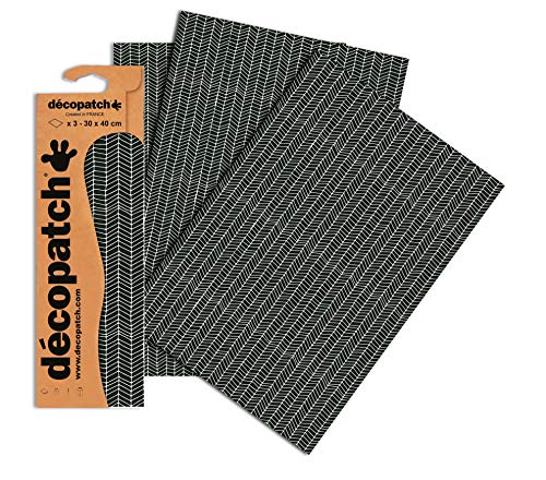 Decopatch Papier No. 759 (schwarz weiß Netz, 395 x 298 mm) 3er Pack von Decopatch