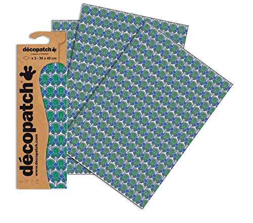 Decopatch Papier No. 769 (blau Grün Barock, 395 x 298 mm) 3er Pack von Décopatch