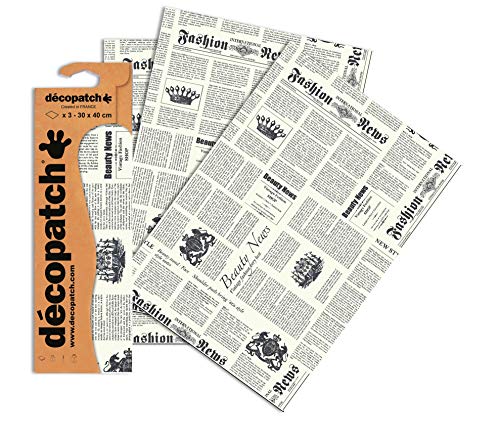 Decopatch Papier No. 770 (weiß schwarz Zeitung, 395 x 298 mm) 3er Pack von Decopatch
