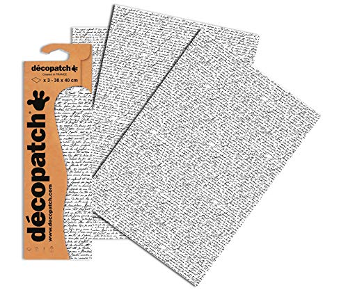 Decopatch Papier No. 771 (weiß schwarz Handschrift, 395 x 298 mm) 3er Pack von Decopatch