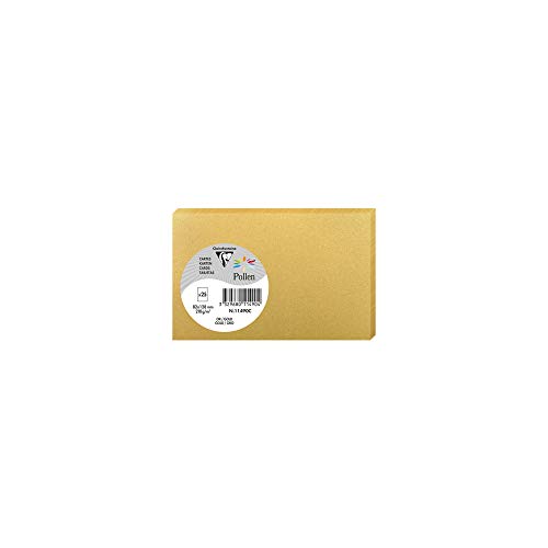 Clairefontaine 11490C - Packung mit 25 Karten Pollen 8,2x12,8cm, 210g, ideal für Ihre Einladungen und Korrespondenz, Gold, 1 Pack von Clairefontaine