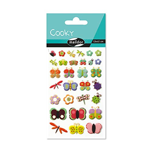 Maildor 560388C Packung mit Stickers Cooky 3D (1 Bogen, 7,5 x 12 cm, ideal zum Dekorieren, Sammeln oder Verschenken, Libelle) 1 Pack von Maildor