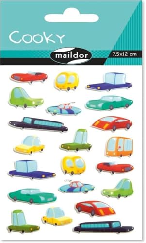 Maildor CY114C - Packung mit 1 Bogen 3D-Aufklebern Cooky, 7,5 x 12 cm, 21 Stickers, 1 Pack, Auto von Maildor