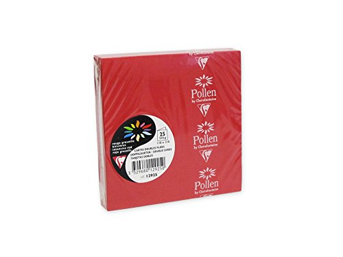 Clairefontaine 12925C - Packung mit 25 Doppelkarten Pollen 110x110mm 210g gefaltet, ideal für Ihre Einladungen und Korrespondenz, Kirschrot, 1 Pack von Clairefontaine