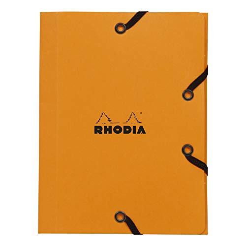 Rhodia 12168C - Sammelmappe mit Gummizugverschluss, 3 Klappen, 12x16 cm, praktisch und robust, Orange, 1 Stück von Rhodia