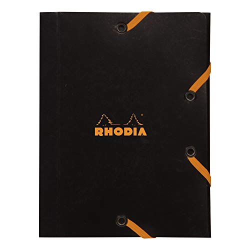 Rhodia 12169C - Sammelmappe mit Gummizugverschluss, 3 Klappen, 12x16 cm, praktisch und robust, Schwarz, 1 Stück von Rhodia
