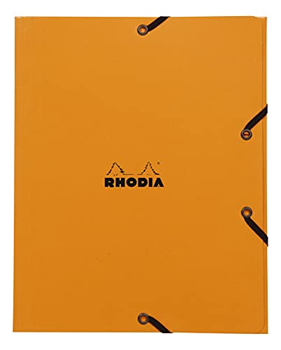 Rhodia 19248C - Sammelmappe mit Gummizugverschluss, 3 Klappen, 19x24 cm, ideal für Ihre Organisation, Orange, 1 Stück von Rhodia