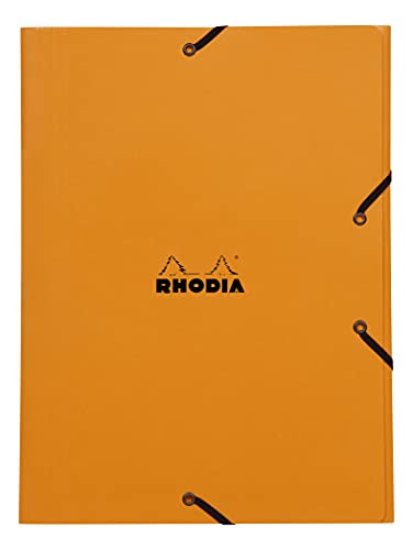 Rhodia 24328C - Sammelmappe mit Gummizugverschluss, 3 Klappen, für DIN A4, 24x32 cm, praktisch und robust, Orange, 1 Stück von Rhodia