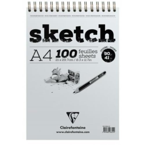 Sketch Spiralblock 100 Blatt elfenbeinfarbenes Skizzenpapier, 90 g/m², A4, 5 Stück Sketch Spiralblock 100 Blatt elfenbeinfarbenes Skizzenpapier, 90 g/m², A4, 5 Stück von Clairefontaine