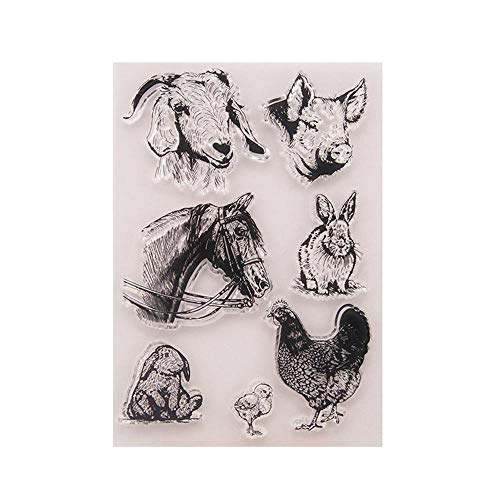 Clarashop Transparent Silikon Stempel Siegel - Hühner Hase Pferd Hund Pattern Clear Stamps Seal für DIY Scrapbooking Fotoalbum Dekorative von Clarashop
