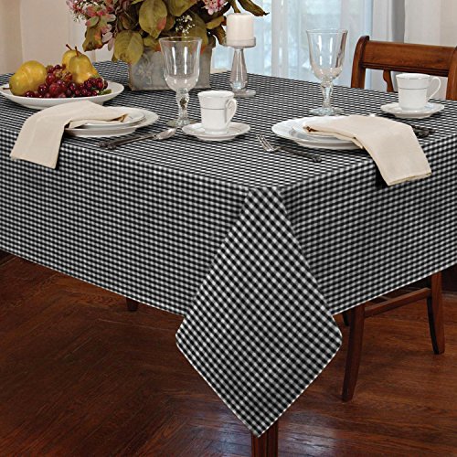 Gingham-Tischdecke, 183 cm, Schwarz von Classic Home Store
