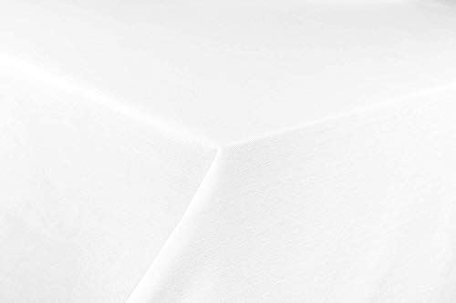 Classic White Tischdecke 130x300 weiß aus 100% Bio-Baumwolle Atlaskante hochwertige 300gr/cm² von Classic White