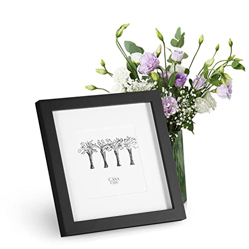 Casa Chic Bilderrahmen, 20x20cm Bilderrahmen für Kinderzeichnungen, Urkunden & Fotos, Quadratischer Holz-Bilderrahmen mit Glas, Fotorahmen im Hoch- oder Querformat, Rahmen mit Passepartout von Classic by Casa Chic