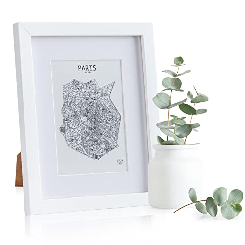 Casa Chic Bilderrahmen mit Passepartout, 28x23 cm Bilderrahmen für Urkunde & Collage, Glas Bilderrahmen, Fotorahmen Stehend/Wandmontage, Rahmen Vertikaler/Horizontaler Gebrauch, Bilderrahmen aus Holz von Classic by Casa Chic