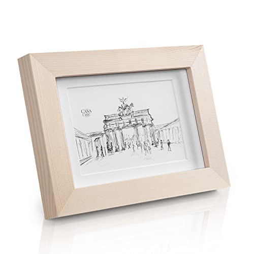 Echtholz Bilderrahmen 10x15 mit Glasscheibe - Holz Natur - 1 Rahmen - Rahmenbreite 2cm! von Classic by Casa Chic