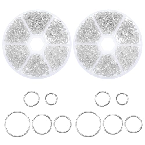 Classicseali 1940 Stück Biegeringe zur Schmuckherstellung, Metall-Binderinge für Schmuck, Kettennetzring, für DIY-Schmuckzubehör, Armbänder, Ohrringe, Halsketten (4/5/6/7/8/10 mm) von Classicseali