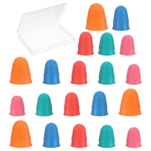 Classicseali 20 Stück Gummi Fingerhut,Gummi Fingerkissen,5 Größen Wiederverwendbare Fingerschutz Fingerspitzen zum Geldzählen,Sortieren,Schreiben,Sortieren von Papierkram,Schneiden,Basteln von Classicseali
