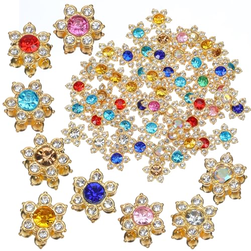 Classicseali 200 Stück Schmucksteine für Hüte, Blumen-Strasssteine zum Basteln, Kleidung, Hüte, Schuhe, Taschen, 13 mm große Bastelsteine mit Metallbasis für Bastelarbeiten, Schmuckherstellung von Classicseali