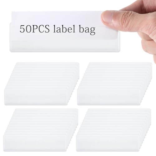 Classicseali 50 Stück Selbstklebetaschen Transparent,Beschriftungsschilder,Etikettenhalter,Visitenkartenhüllen Selbstklebend,Etiketten Halter für Regale,Briefkästen,Ordner,Schubladen,Schränke(3x11cm) von Classicseali