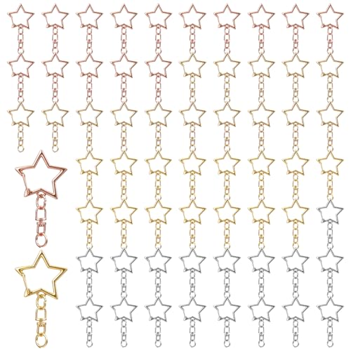 Classicseali 60 Stück Stern-Schlüsselanhänger-Verschluss, Metallstern-Schlüsselanhänger, Bulk, mit Biegering, Schlüsselanhänger, Sterne, geeignet für DIY-Schlüsselanhänger, Handwerk, Geschenke Classicseali 60 Stück Stern-Schlüsselanhänger-Verschluss, Metallstern-Schlüsselanhänger, Bulk, mit Biegering, Schlüsselanhänger, Sterne, geeignet für DIY-Schlüsselanhänger, Handwerk, Geschenke von Classicseali