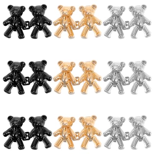 Classicseali 9 Paare Hosenbund Enger Machen,Hosen Enger Machen Clip,Knopf Hose Engermachen,Hosenbunderweiterung,Dekorationszubehör Taillenschnalle für Jeans,Röcke,Kleider(Gold,Silber,Schwarz) von Classicseali