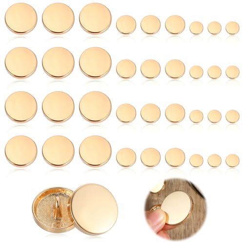 Classicseali Goldknöpfe für Blazer, 3 Größen, Goldknöpfe, flache Knöpfe zum Nähen, Basteln und Dekorieren, hochwertige Zinklegierung, Knöpfe für Mantel, Jacke, Anzug und Hemd (25 mm/15 mm/10 mm), 36 Classicseali Goldknöpfe für Blazer, 3 Größen, Goldknöpfe, flache Knöpfe zum Nähen, Basteln und Dekorieren, hochwertige Zinklegierung, Knöpfe für Mantel, Jacke, Anzug und Hemd (25 mm/15 mm/10 mm), 36 von Classicseali