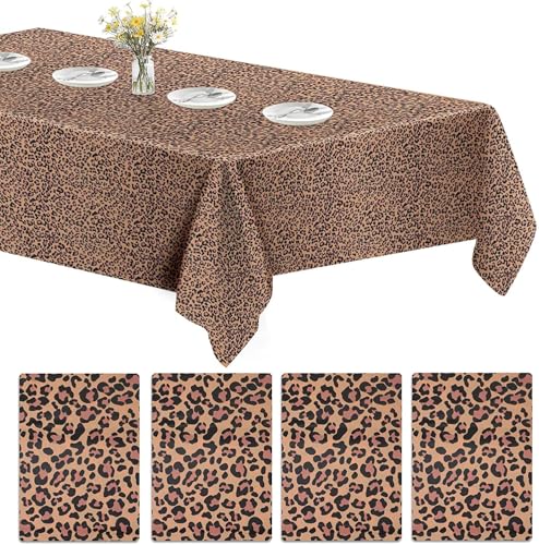 Classycoo Einweg-Kunststoff-Tischdecke, Tischdecke für Küche, Esszimmer, rechteckige Tischdecken für Thanksgiving, Weihnachten, Hochzeit, Partys, Geburtstage, Heimdekoration, Leopardenmuster, 4 Stück Classycoo Einweg-Kunststoff-Tischdecke, Tischdecke für Küche, Esszimmer, rechteckige Tischdecken für Thanksgiving, Weihnachten, Hochzeit, Partys, Geburtstage, Heimdekoration, Leopardenmuster, 4 Stück von Classycoo