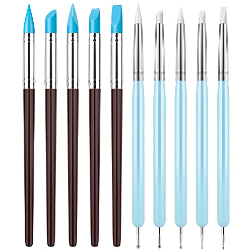 Clatoon 10 Stück Silikon-Ton-Modellierwerkzeug, Modellierwerkzeug und Keramikhandwerk für DIY Handwerk, Silikonpinsel, Skulptur-Töpferei, Nagelkunst von Clatoon