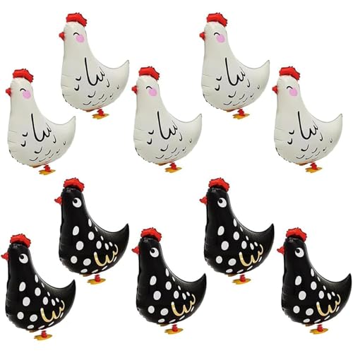 10 Stück Bauernhof Geburtstag Deko, Luftballon Tiere, Huhn Deko Hühner-Luftballons 5 Schwarz und 5 Weiß, Airwalker-Tiere für Festlichkeiten Kinder Party Dekoration 10 Stück Bauernhof Geburtstag Deko, Luftballon Tiere, Huhn Deko Hühner-Luftballons 5 Schwarz und 5 Weiß, Airwalker-Tiere für Festlichkeiten Kinder Party Dekoration von ClcIosis